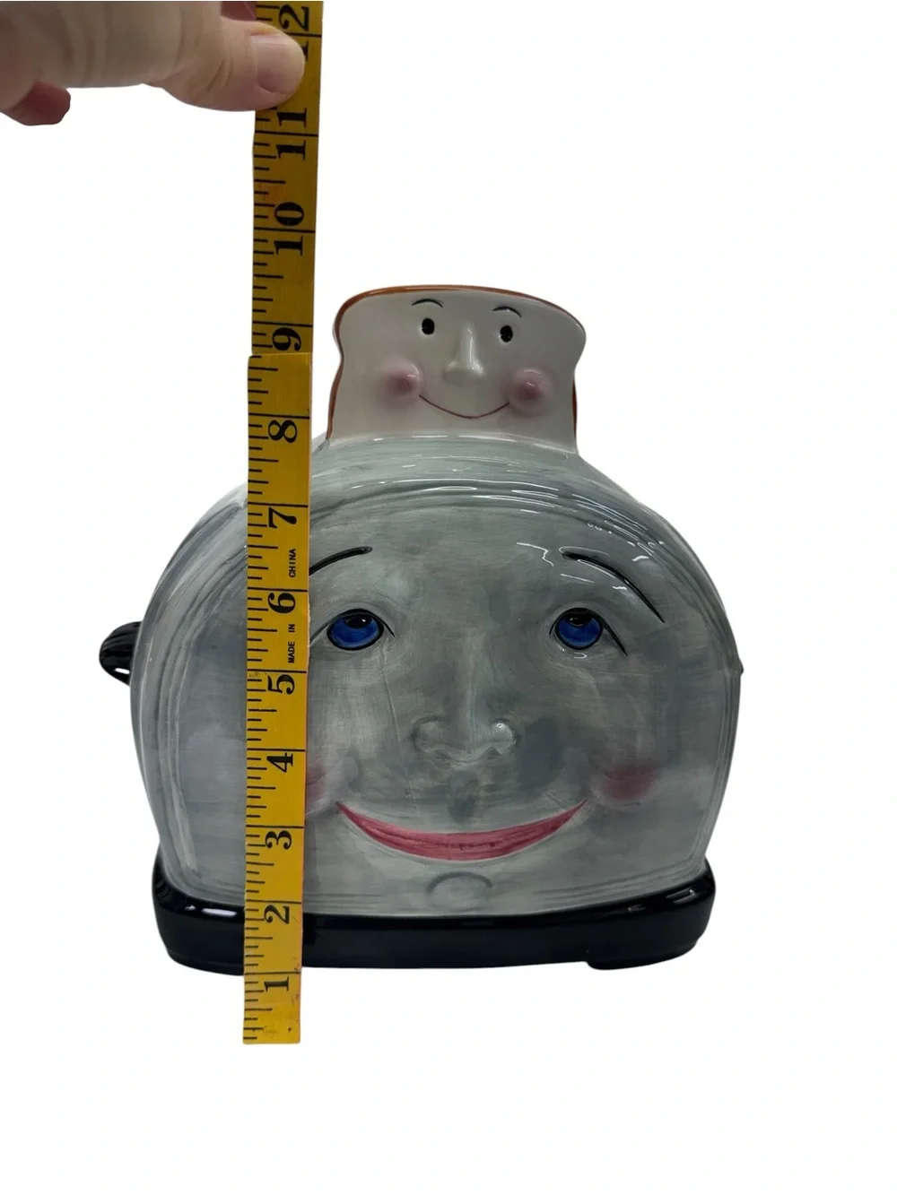 Vintage Clay Art Smiling Toaster Cookie Jar.